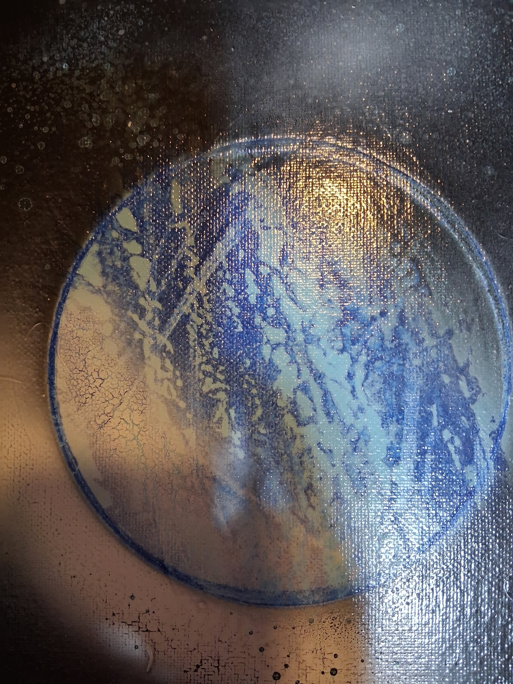 Blue Abstract Planet Wall Art by